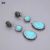Teardrop Turquoise Macarsite Stud Earrings