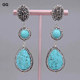 Teardrop Turquoise Macarsite Stud Earrings