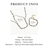 Boho Gem Stone Beaded Necklace for Women Stainless Steel Beads