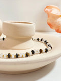 Boho Gem Stone Beaded Necklace for Women Stainless Steel Beads