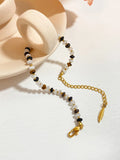 Boho Gem Stone Beaded Necklace for Women Stainless Steel Beads