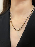 Boho Gem Stone Beaded Necklace for Women Stainless Steel Beads