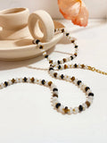 Boho Gem Stone Beaded Necklace for Women Stainless Steel Beads