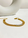 18K Plated Mesh Wide Bracelet with Cz Zircon Arm Jewelry
