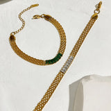 18K Plated Mesh Wide Bracelet with Cz Zircon Arm Jewelry