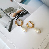 Baroque Pearl Hoop Earrings Bohemian Irregular Ring Earring