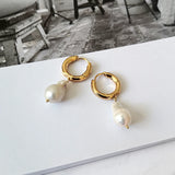 Baroque Pearl Hoop Earrings Bohemian Irregular Ring Earring