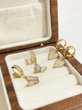CZ Huggie Hoop Earrings Mother of Pearl Wedding Jewelry