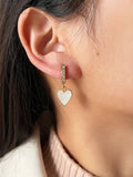 CZ Huggie Hoop Earrings Mother of Pearl Wedding Jewelry