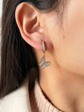 CZ Huggie Hoop Earrings Mother of Pearl Wedding Jewelry