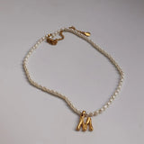 Bohemian Freshwater Pearl A-Z Pendant Choker Necklace