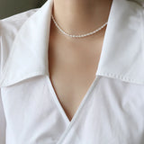 Bohemian Freshwater Pearl A-Z Pendant Choker Necklace