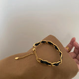 Stainless Steel Leather Chain Bangles Awesome Statement Bracelets
