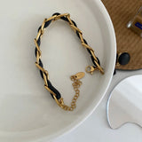 Stainless Steel Leather Chain Bangles Awesome Statement Bracelets