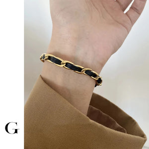 Stainless Steel Leather Chain Bangles Awesome Statement Bracelets