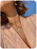 Italian Natural Stone & Shell Letter Necklace A-Z Initial Beads Necklaces