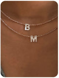 Italian Natural Stone & Shell Letter Necklace A-Z Initial Beads Necklaces