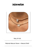 Italian Natural Stone & Shell Letter Necklace A-Z Initial Beads Necklaces