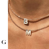 Italian Natural Stone & Shell Letter Necklace A-Z Initial Beads Necklaces