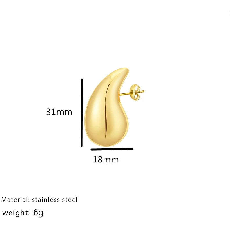 Metal Smooth Water Drop 31-51mm Women's Earstuds Chunky Exaggerated Jewelry