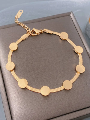 Round Disc Snake Chain Bracelet Titanium Steel Women Jewelry