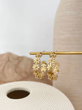 Daisy Hoop Earrings Stainless Steel Plated Dainty Floral Jewelry