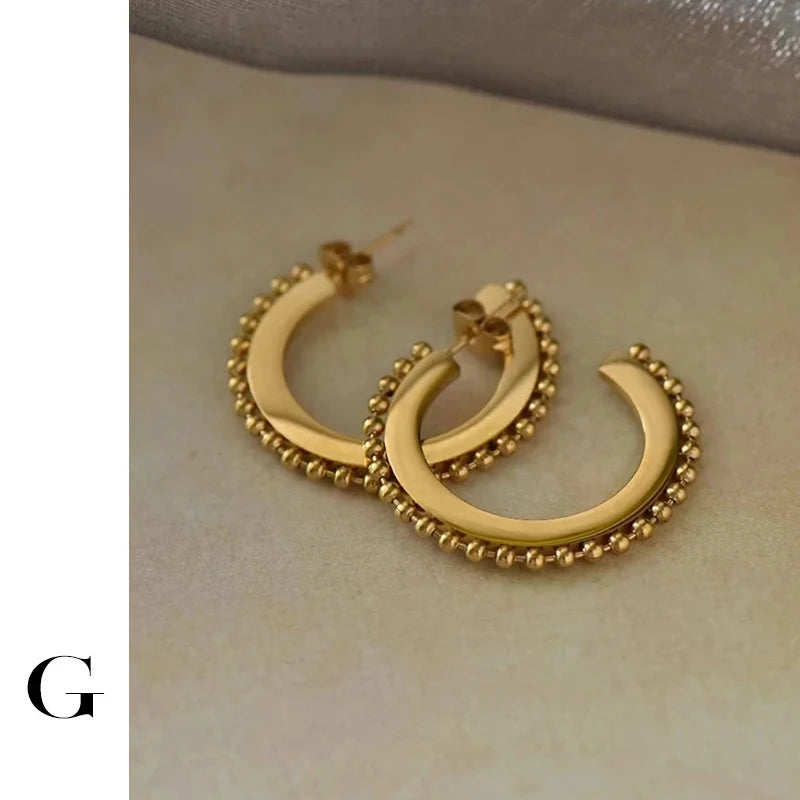 Small Beads Circle Hoop Earrings for Women
