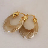 Vintage Chunky Green Resin Hoop Earrings Statement Jewelry