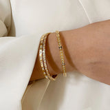 Water Resistant Stainless Steel 18K Pvd Plated Zircon Bangle Bracelet