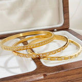Water Resistant Stainless Steel 18K Pvd Plated Zircon Bangle Bracelet
