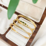 Water Resistant Stainless Steel 18K Pvd Plated Zircon Bangle Bracelet