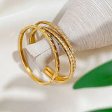 Water Resistant Stainless Steel 18K Pvd Plated Zircon Bangle Bracelet