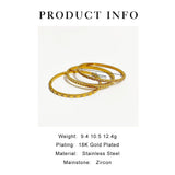 Water Resistant Stainless Steel 18K Pvd Plated Zircon Bangle Bracelet