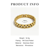 Waterproof Stainless Steel Rhinestone Chain Bangle Bracelet