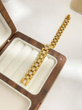 Waterproof Stainless Steel Rhinestone Chain Bangle Bracelet