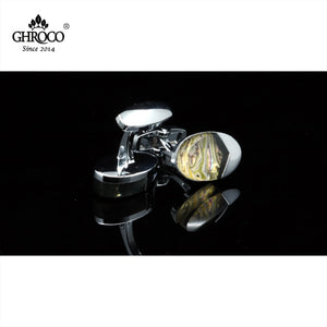 French Shirt Cufflinks Gift - High Shaped Metal Side Drop Epoxy