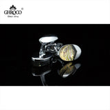 French Shirt Cufflinks Gift - High Shaped Metal Side Drop Epoxy
