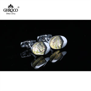 French Shirt Cufflinks Gift - High Shaped Metal Side Drop Epoxy