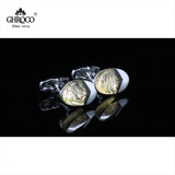 French Shirt Cufflinks Gift - High Shaped Metal Side Drop Epoxy
