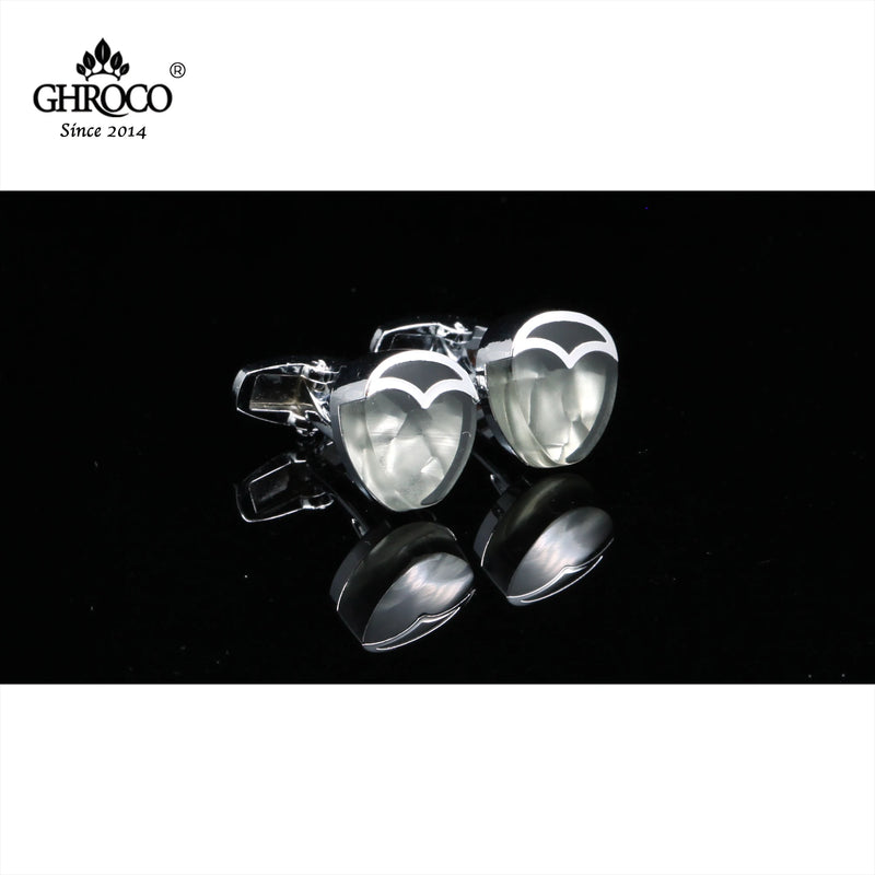 High Shaped Metal Side Drop Epoxy French Cufflinks