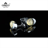 French Shirt Cufflinks Gift - High Shaped Metal Side Drop Epoxy