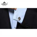 French Shirt Cufflinks Gift - High Shaped Metal Side Drop Epoxy