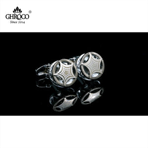 Laser Print Star Round Shirt Cufflinks for Men Women