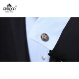 Laser Print Star Round Shirt Cufflinks for Men Women