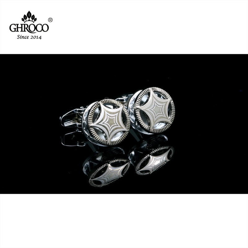 Laser Print Star Round Shirt Cufflinks for Men Women