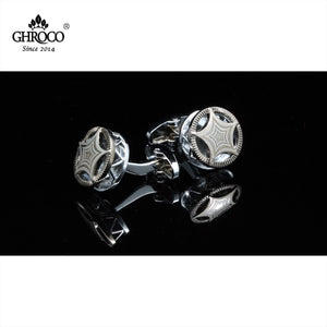 Laser Print Star Round Shirt Cufflinks for Men Women
