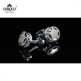 Laser Print Star Round Shirt Cufflinks for Men Women