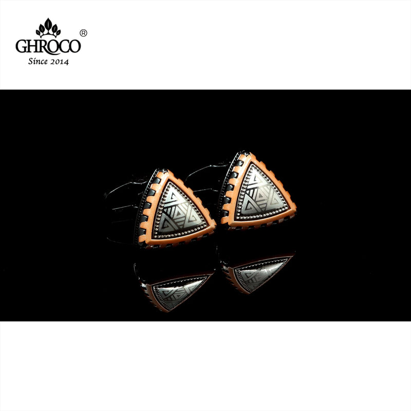 Laser Printed Triangle Shirt Cufflinks for Business Men