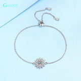 925 Silver D Moissanite Sunflower Bracelet Princess Jewelry