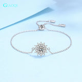 925 Silver D Moissanite Sunflower Bracelet Princess Jewelry